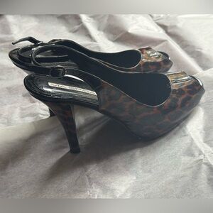 Via Spiga leopard sling back open toe pumps made in Italy size 9